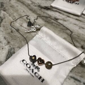 Coach Women's Gold and Silver Heart Necklace